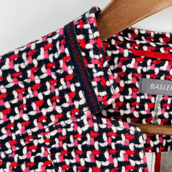 Basler Pink Navy White Faux Tweed Zip-Up Blazer Size EU40 - Picture 4 of 12